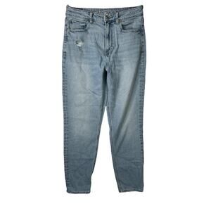 American Eagle AE Mom Jean FLAW High Rise Tapered Light Wash Distressed Denim 6